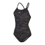 SPEEDO WOMEN'S ALLOVER FIXED CROSSBACK GRAY/BLACK